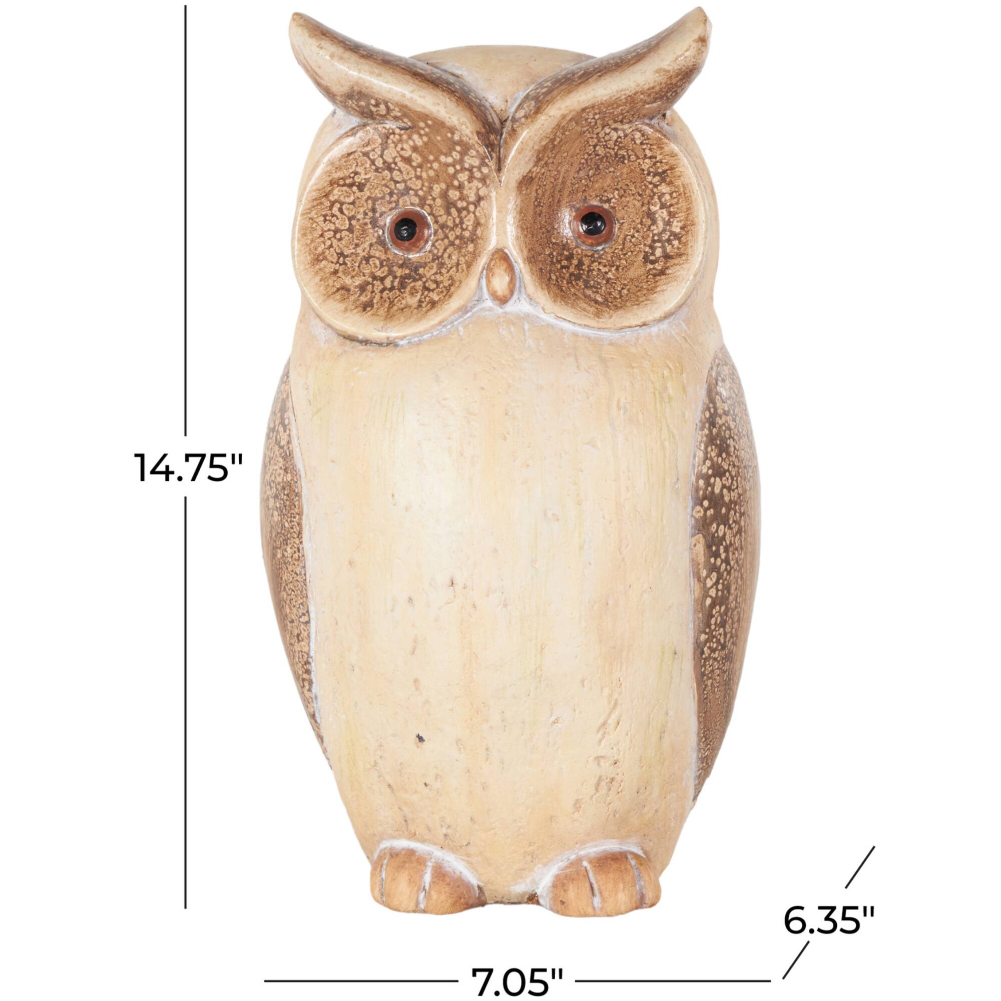 14.75" Cream & Brown MGO Owl Garden Sculpture